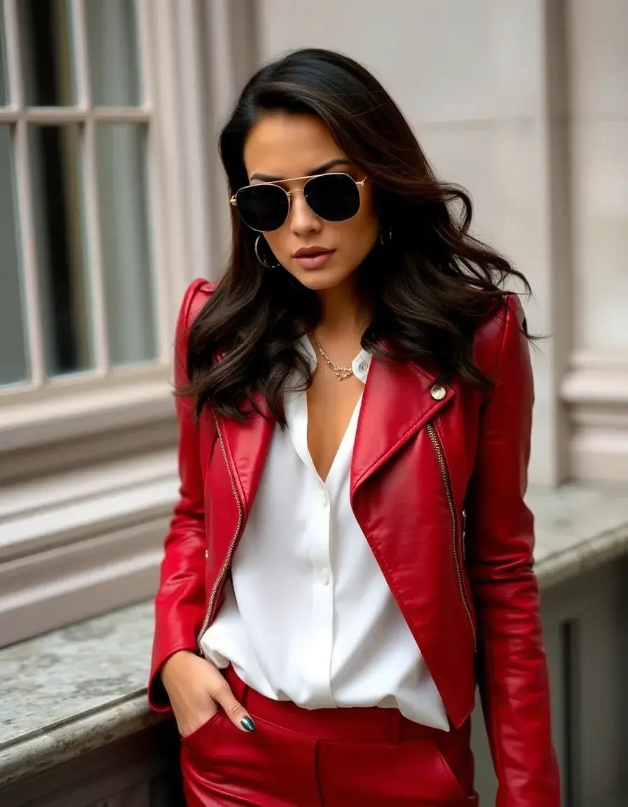 Giacca in pelle rossa elegante e sofisticata