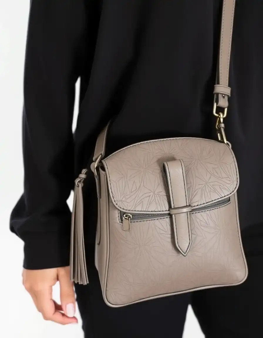 Borsa monospalla sling uomo pelle grigia