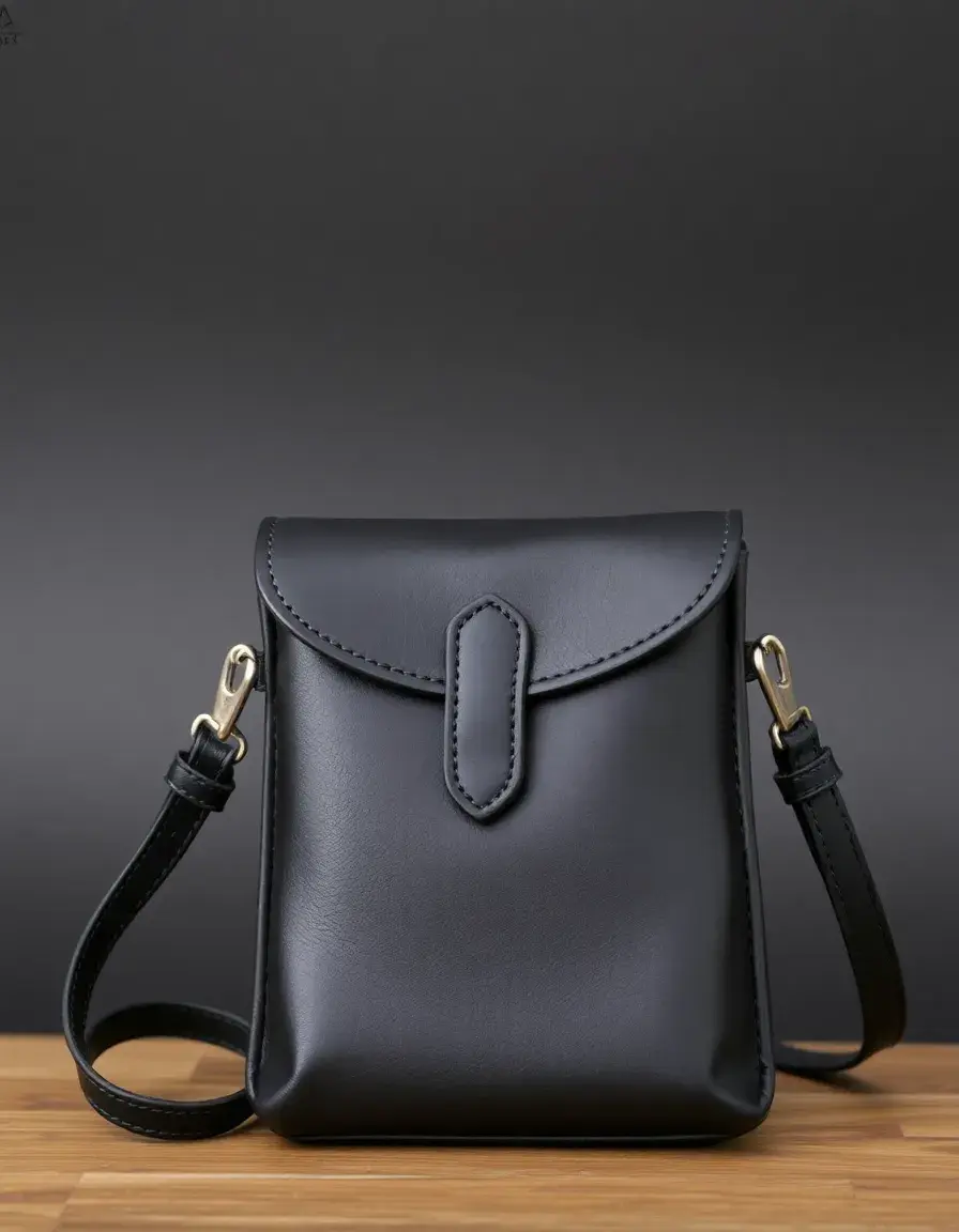 Borsello a tracolla uomo pelle nera stile minimal