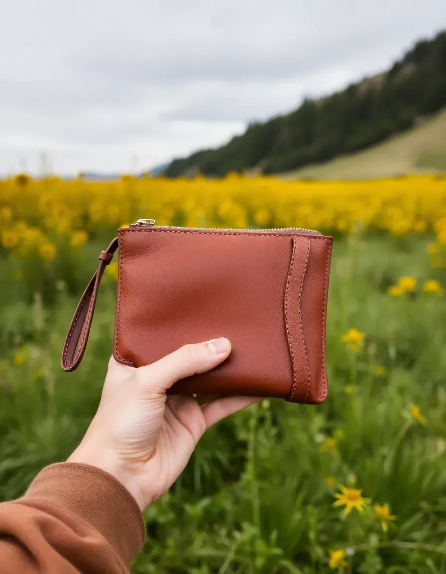 Borsello a mano elegante in pelle marrone