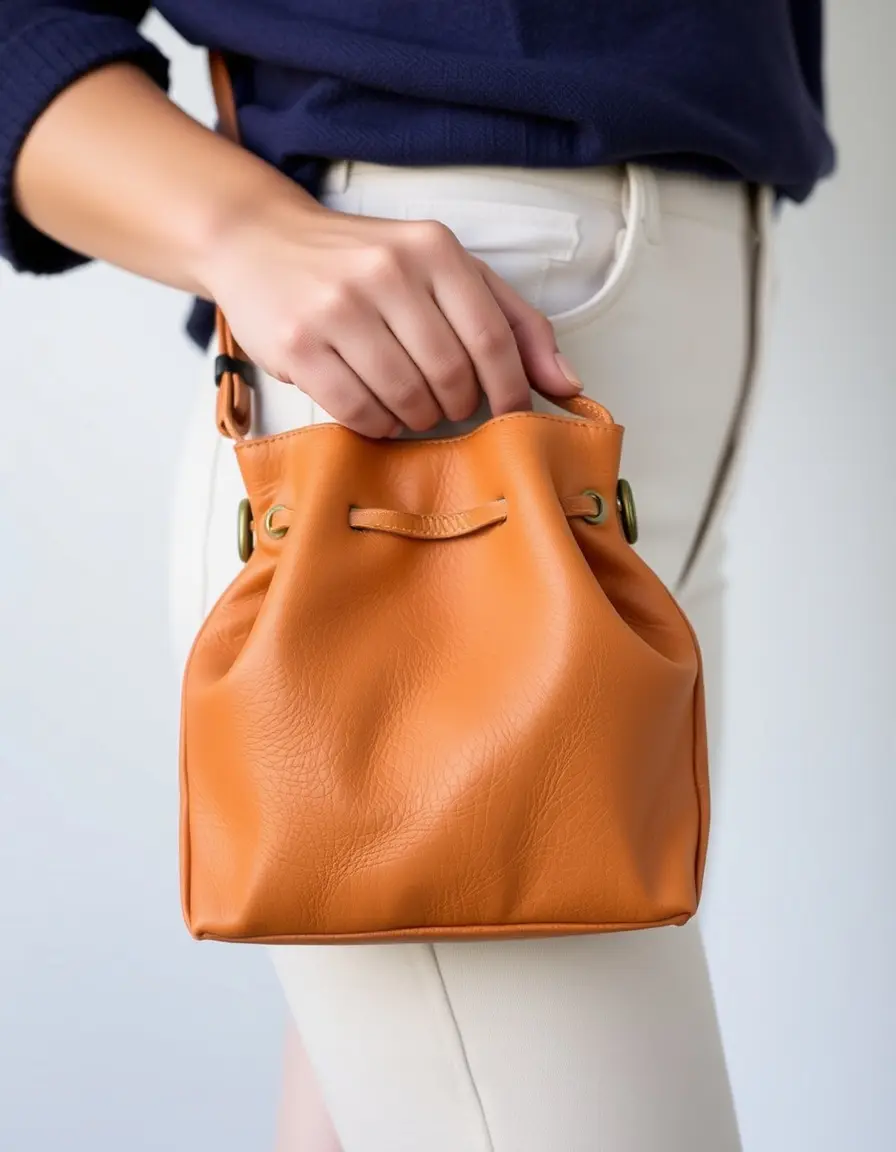 Mini borsa da uomo in pelle color tabacco