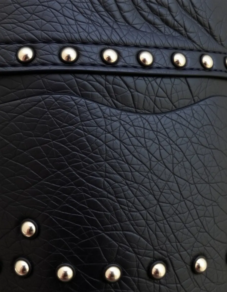 Giacca rock pelle nera borchiata