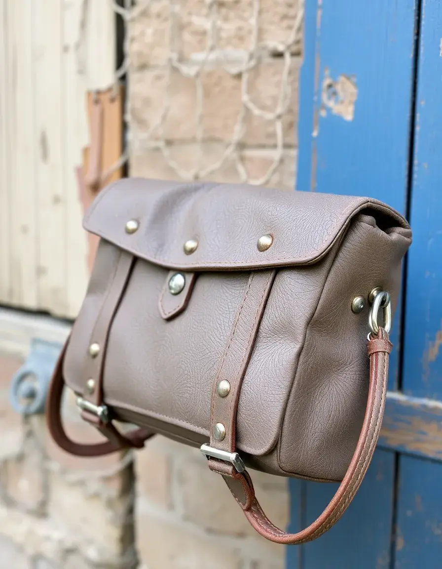 Giacca pelle grigio vintage con borchie