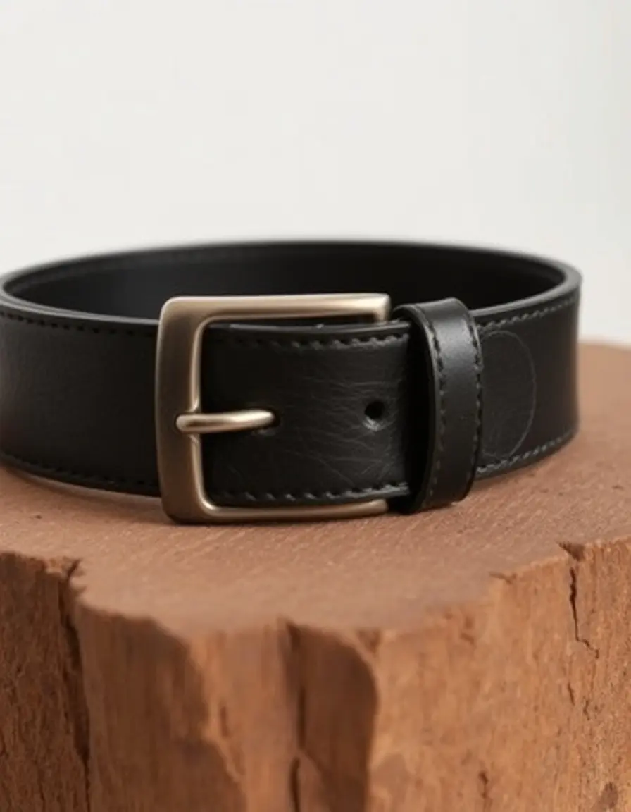 Cintura larga uomo in pelle nera stile robusto e resistente