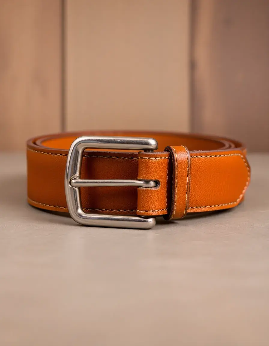 Cintura fashion uomo in pelle color tan con dettagli ricercati