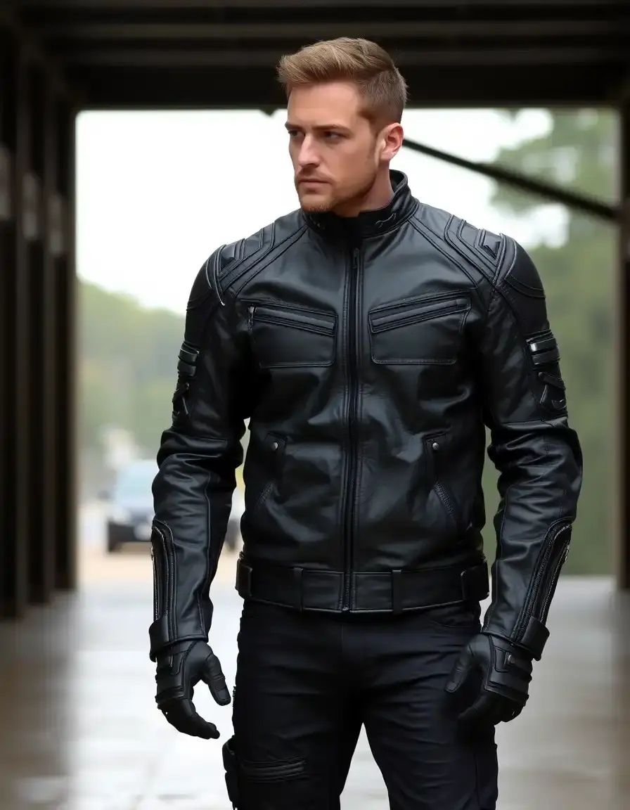 Giacca pelle moto nera classica con protezioni