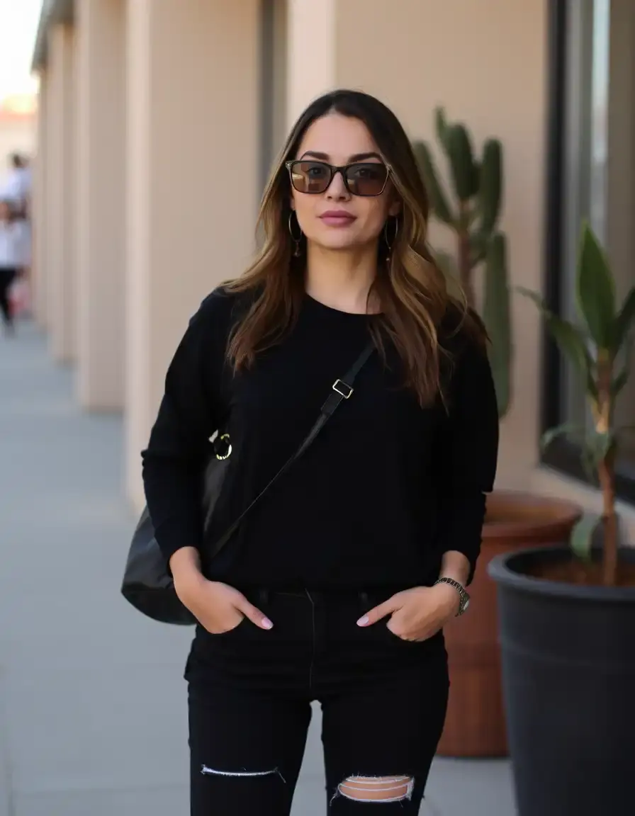 Giubbotto di pelle nera stile casual da donna