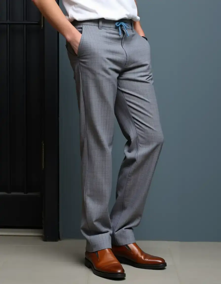 Pantaloni pelle fashion grigi design contemporaneo