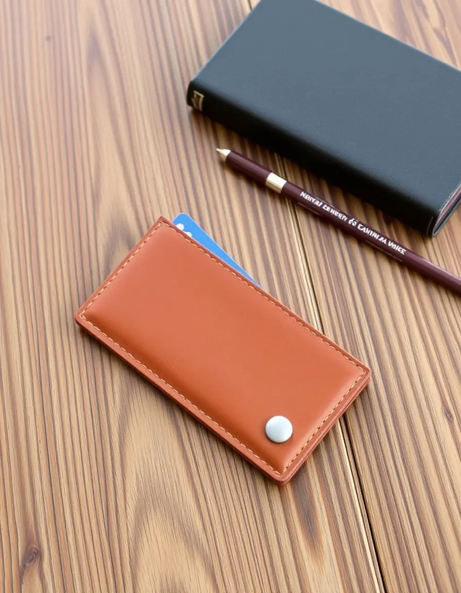 Portafoglio slim uomo pelle color cuoio minimalista