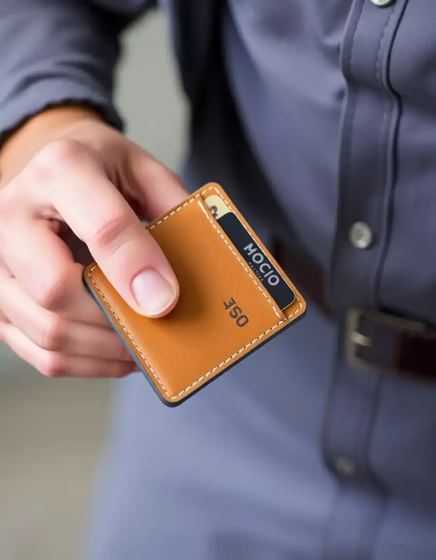 Porta carte di credito in pelle uomo color tan