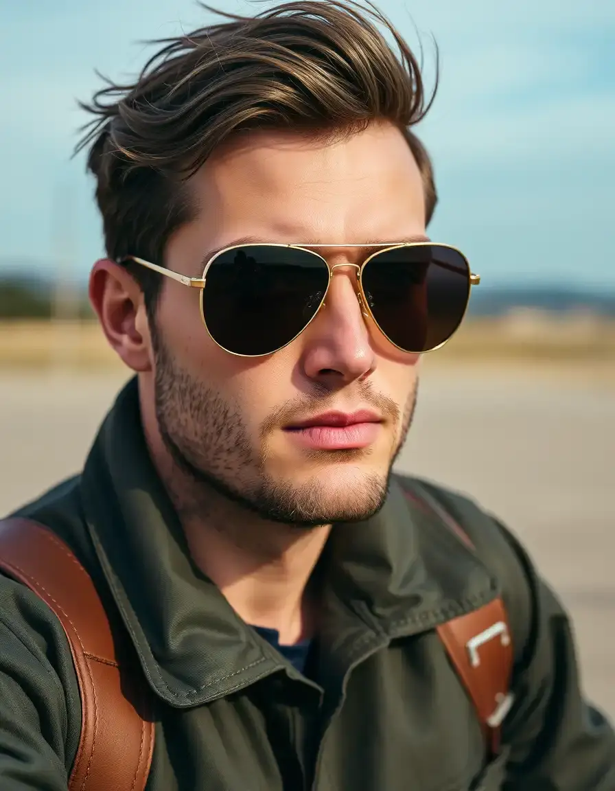 Giacca aviator uomo in pelle marrone con collo in lana