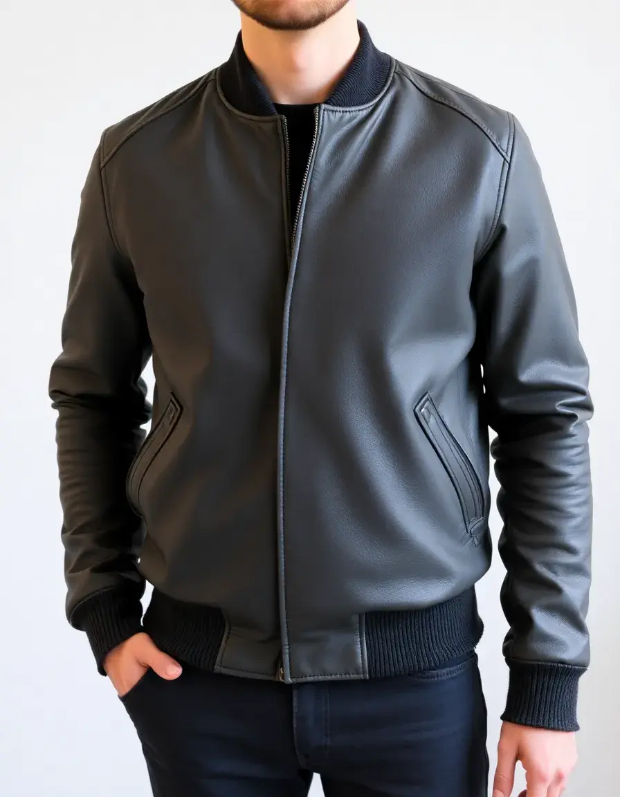 Bomber di pelle uomo grigio moderno