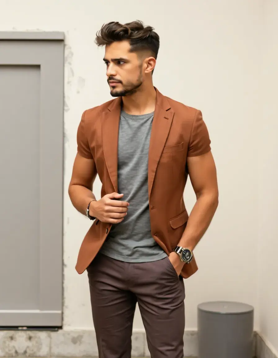 Bomber pelle uomo vestibilità slim color sabbia
