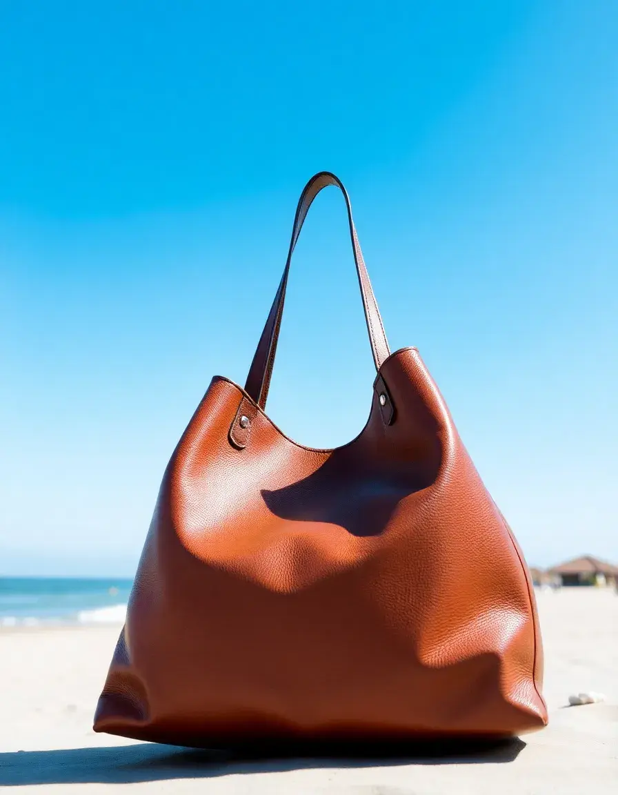 Elegante borsa tote in pelle marrone con manici robusti