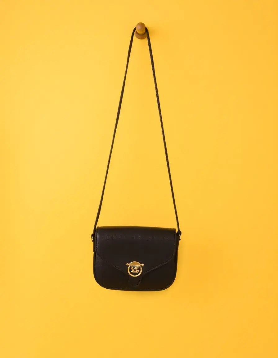Borsa a tracolla in pelle nera dal design minimalista
