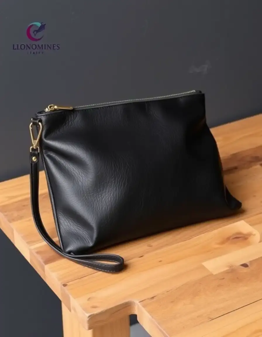 Clutch in pelle nera elegante per eventi serali