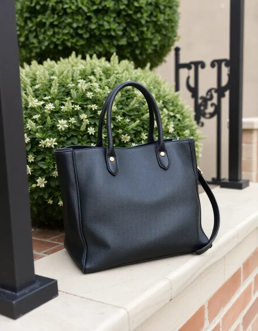 Elegante borsa tote in pelle nera con finiture di alta qualità