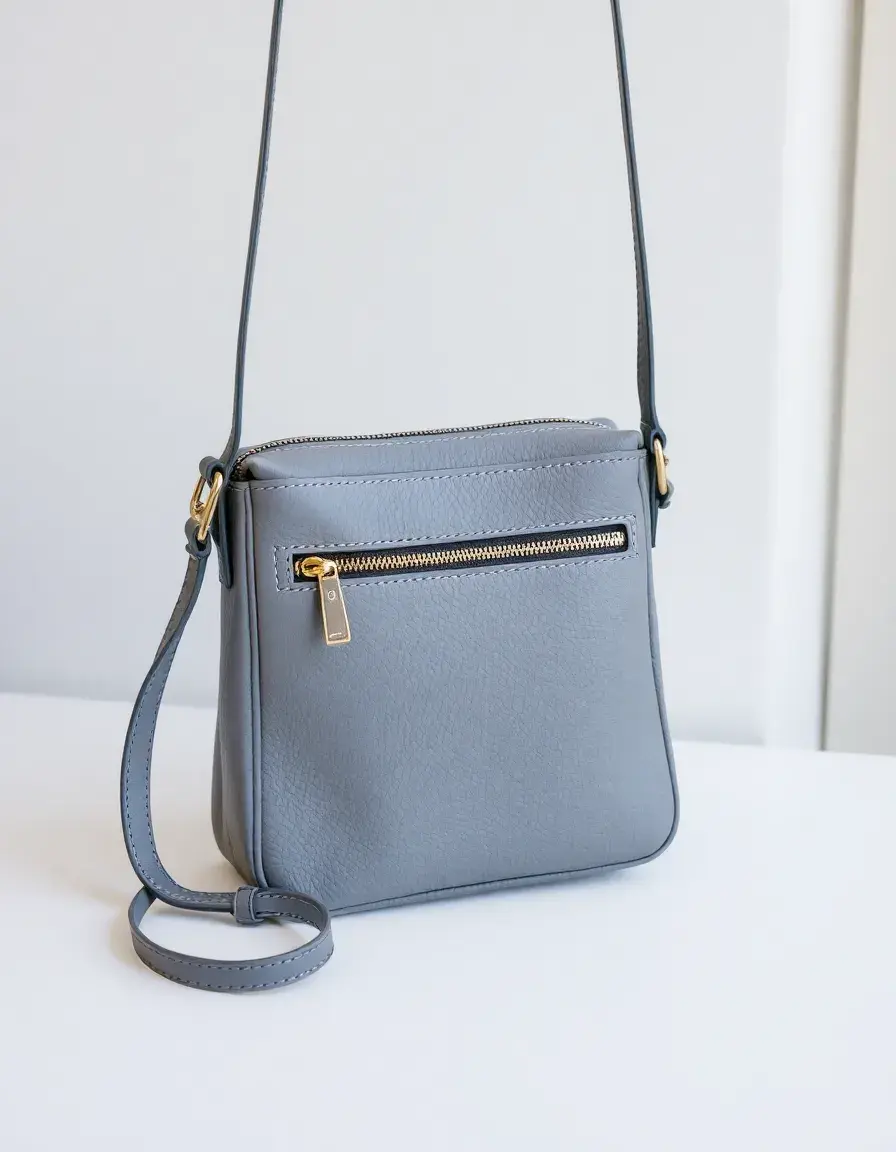 Borsa a tracolla crossbody in pelle grigia moderna e versatile