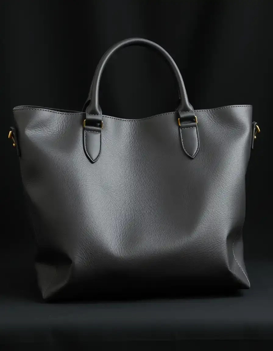 Borsa pelle nera vista frontale, design minimalista e pelle liscia