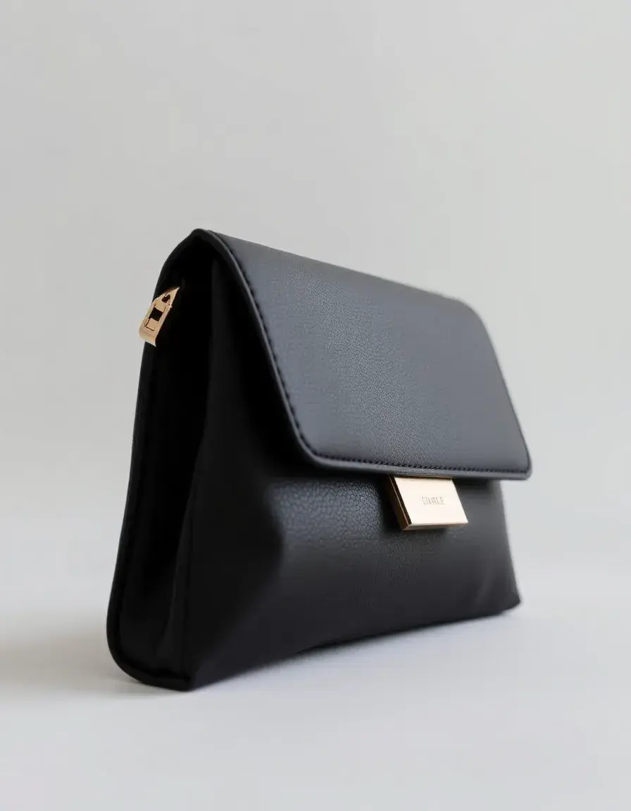 Clutch elegante in pelle nera da sera