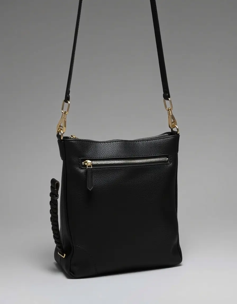 Borsa crossbody in pelle nera moderna