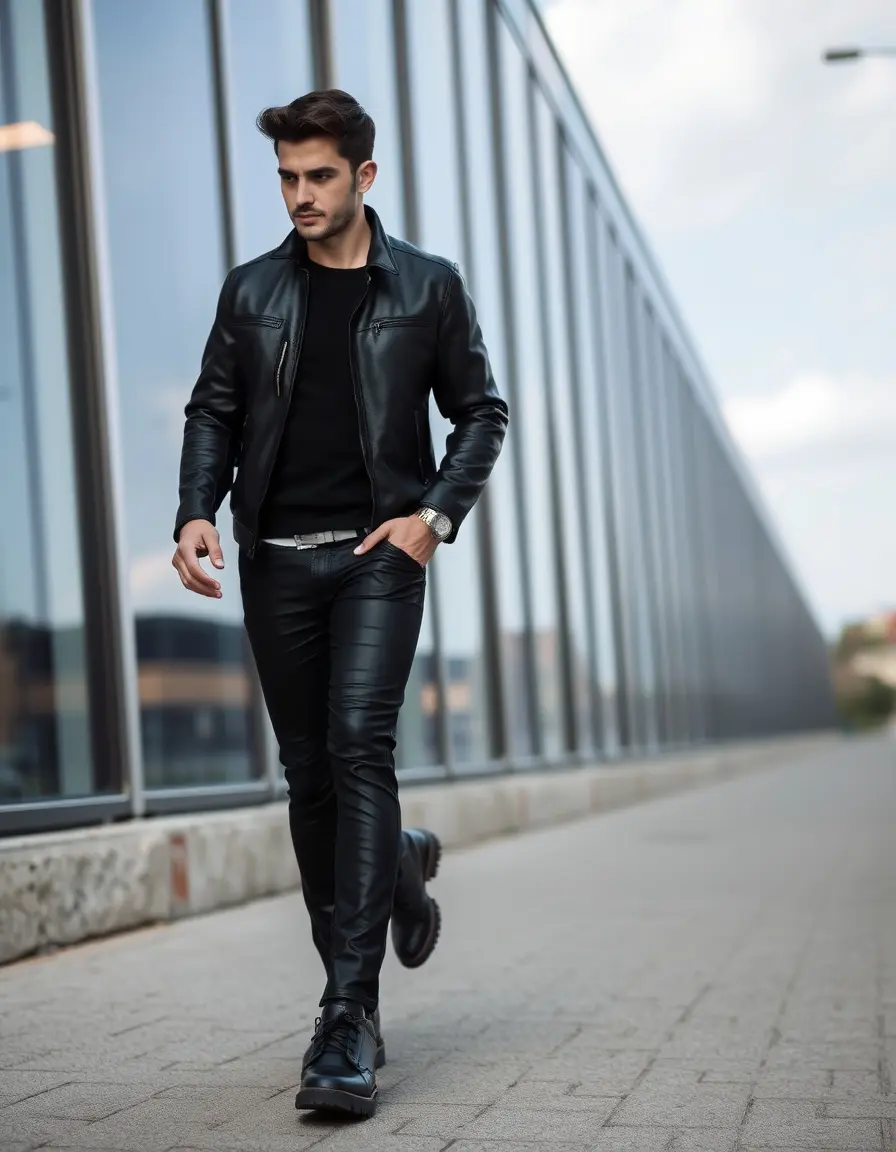 Borsa casual in pelle nera