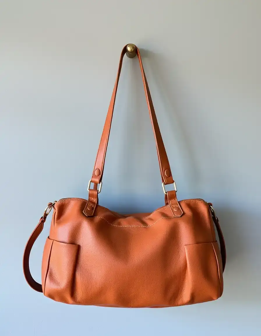 Borsa vintage in pelle marrone scuro