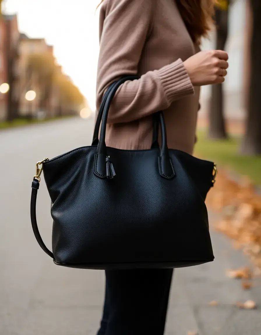 Borsa donna pelle nera classica ed elegante