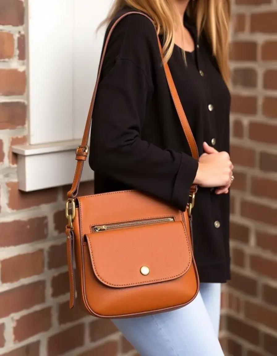 Borsa a tracolla donna pelle color tan