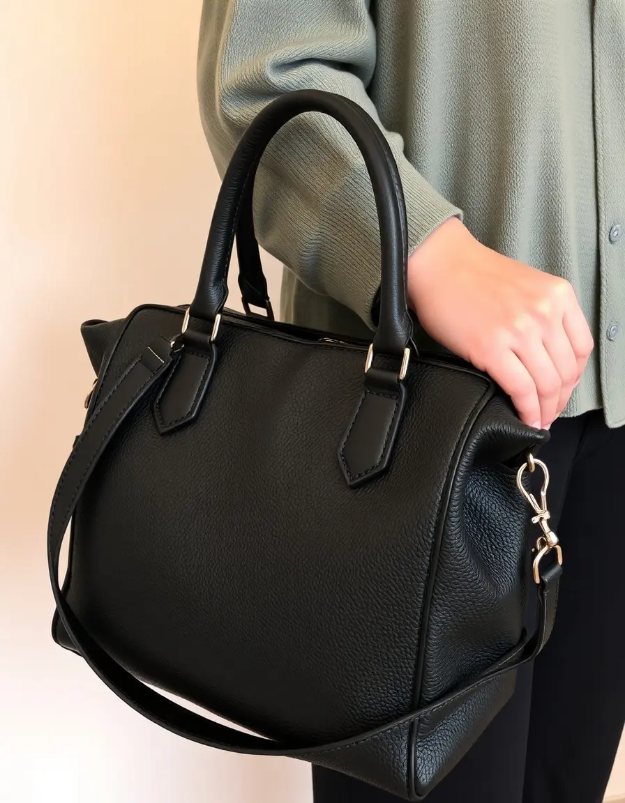 Borsa satchel donna pelle nera professionale