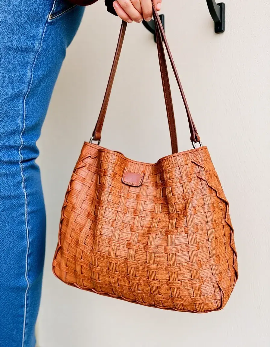 Borsa hobo marrone in morbida pelle intrecciata