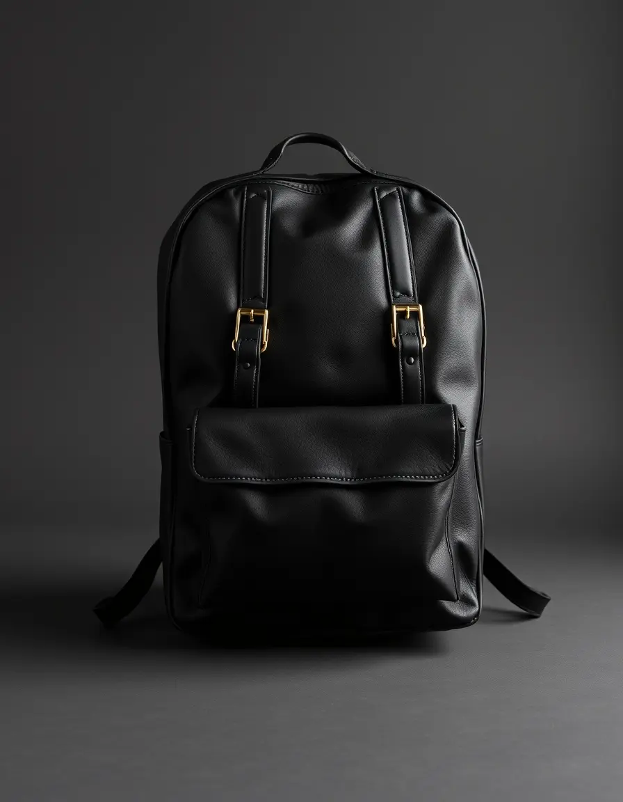 Zaino uomo pelle nero vista frontale stile elegante