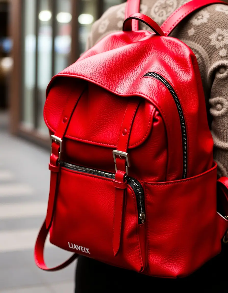 Zaino pelle rossa uomo stile trendy