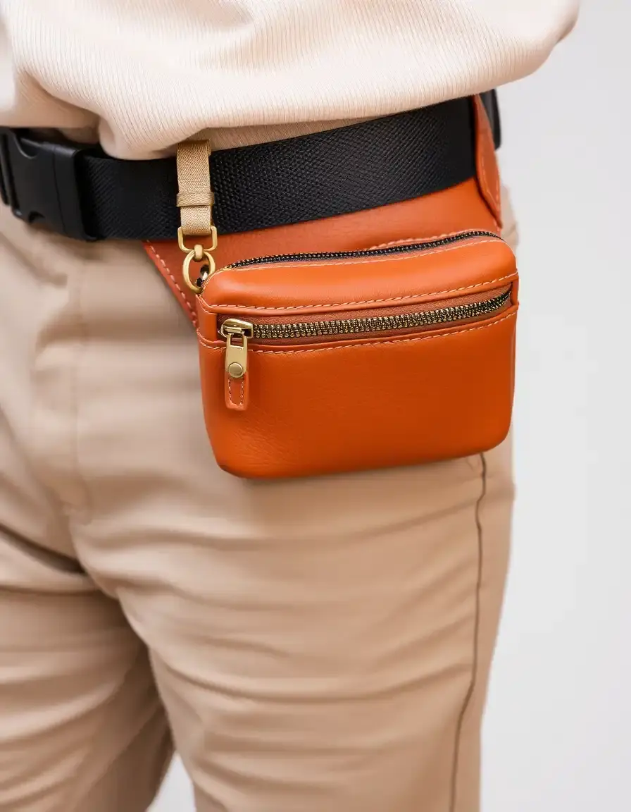 Borsello da cintura in pelle marrone vintage