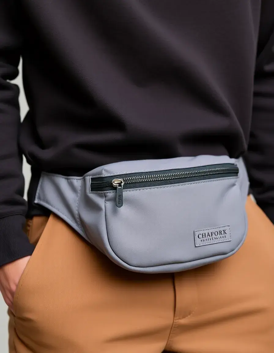 Marsupio elegante in pelle grigia