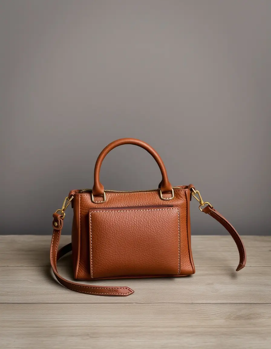 Mini borsello in pelle marrone scuro