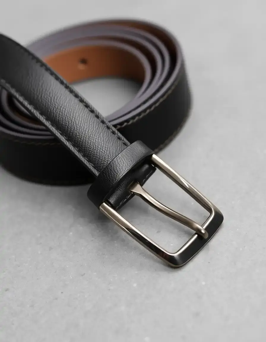 Cintura pelle uomo nera classica con fibbia argentata