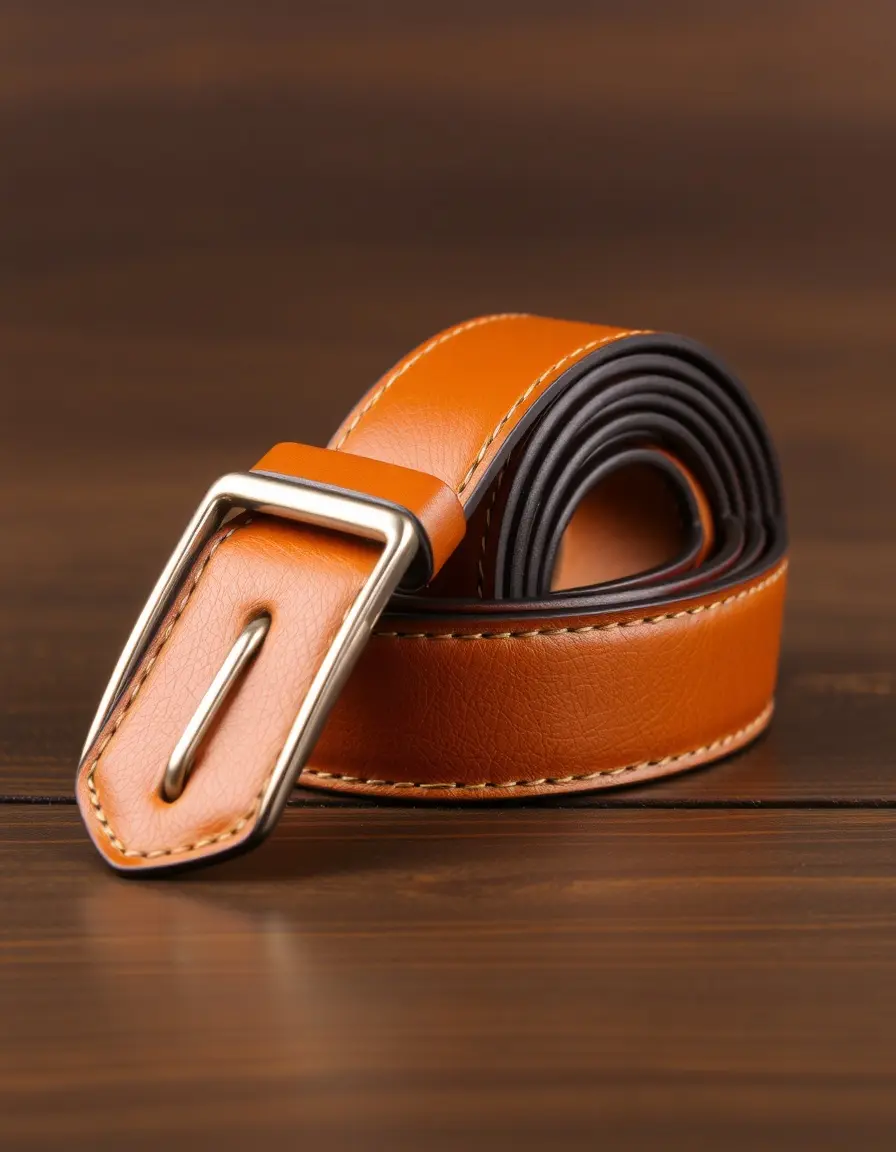 Cintura uomo in pelle casual color tan con fibbia classica