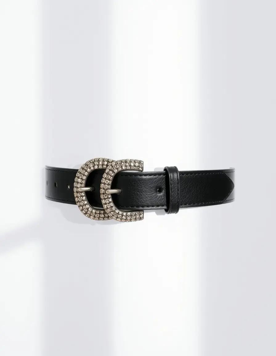 Cintura uomo in pelle nera elegante stile designer