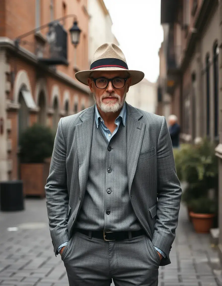 Cintura vintage uomo in pelle grigia con finitura invecchiata