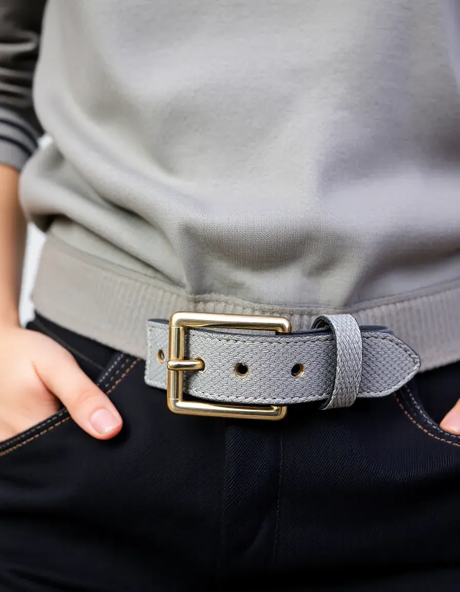 Cintura moda uomo in pelle grigia moderna