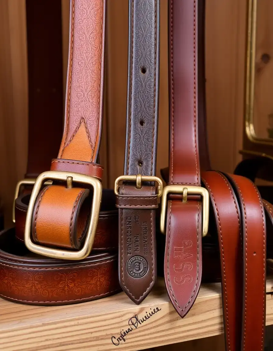Cintura pelle vintage marrone uomo
