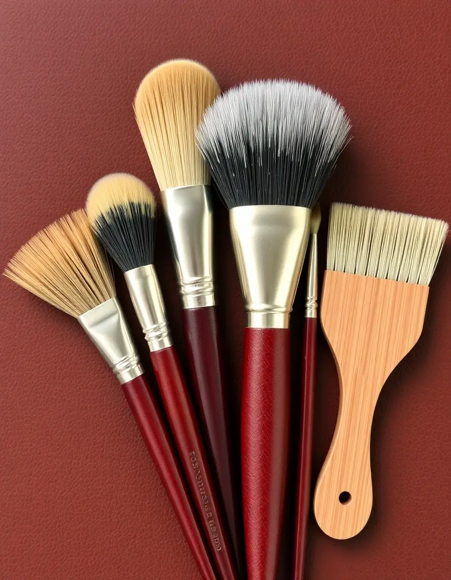Set di spazzole professionali con manico in legno per pulizia pelle