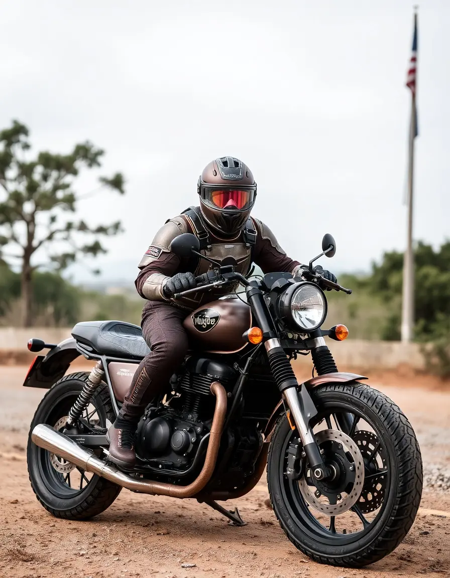 Giacca moto in pelle marrone con protezioni gomiti e spalle