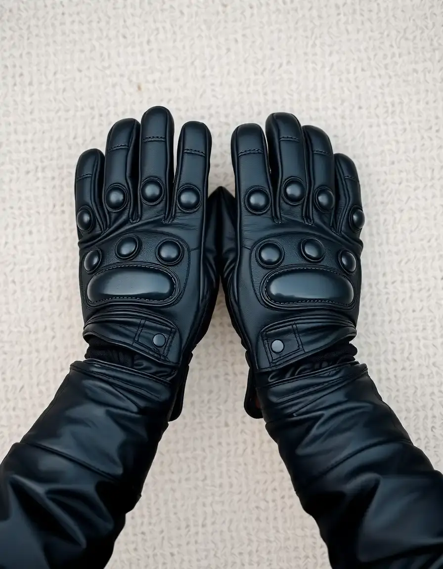 Guanti moto in pelle nera con protezioni nocche rigide
