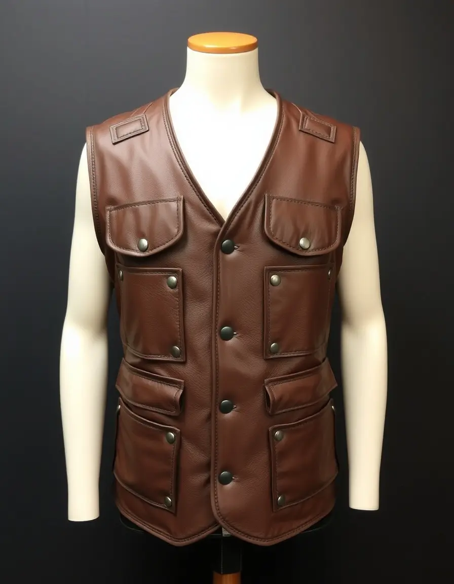 Gilet moto in pelle nera con pannelli rinforzati