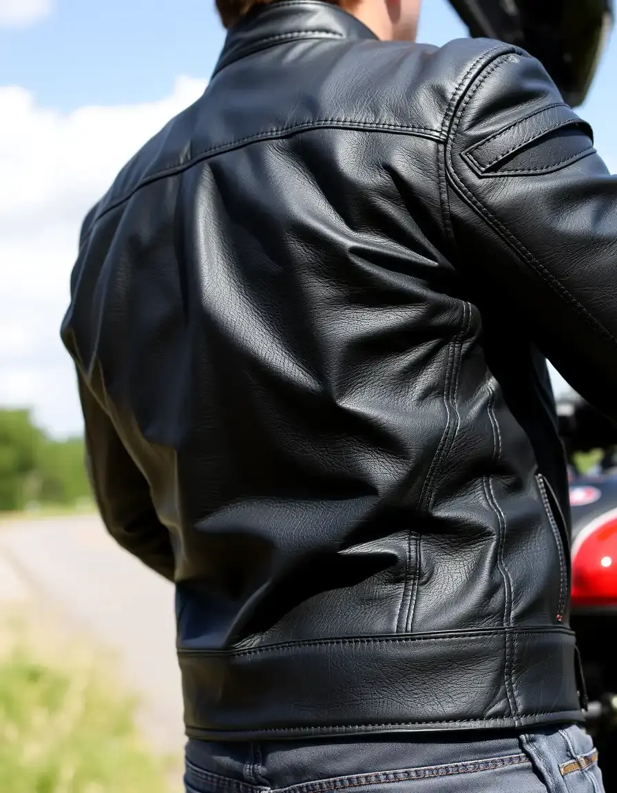 Giacca moto pelle traforata nera per ventilazione estiva