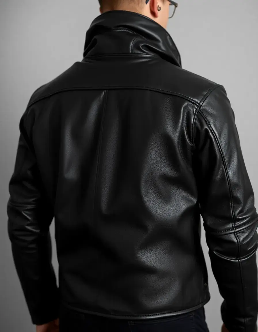 Giacca moto pelle nera con protezioni integrate