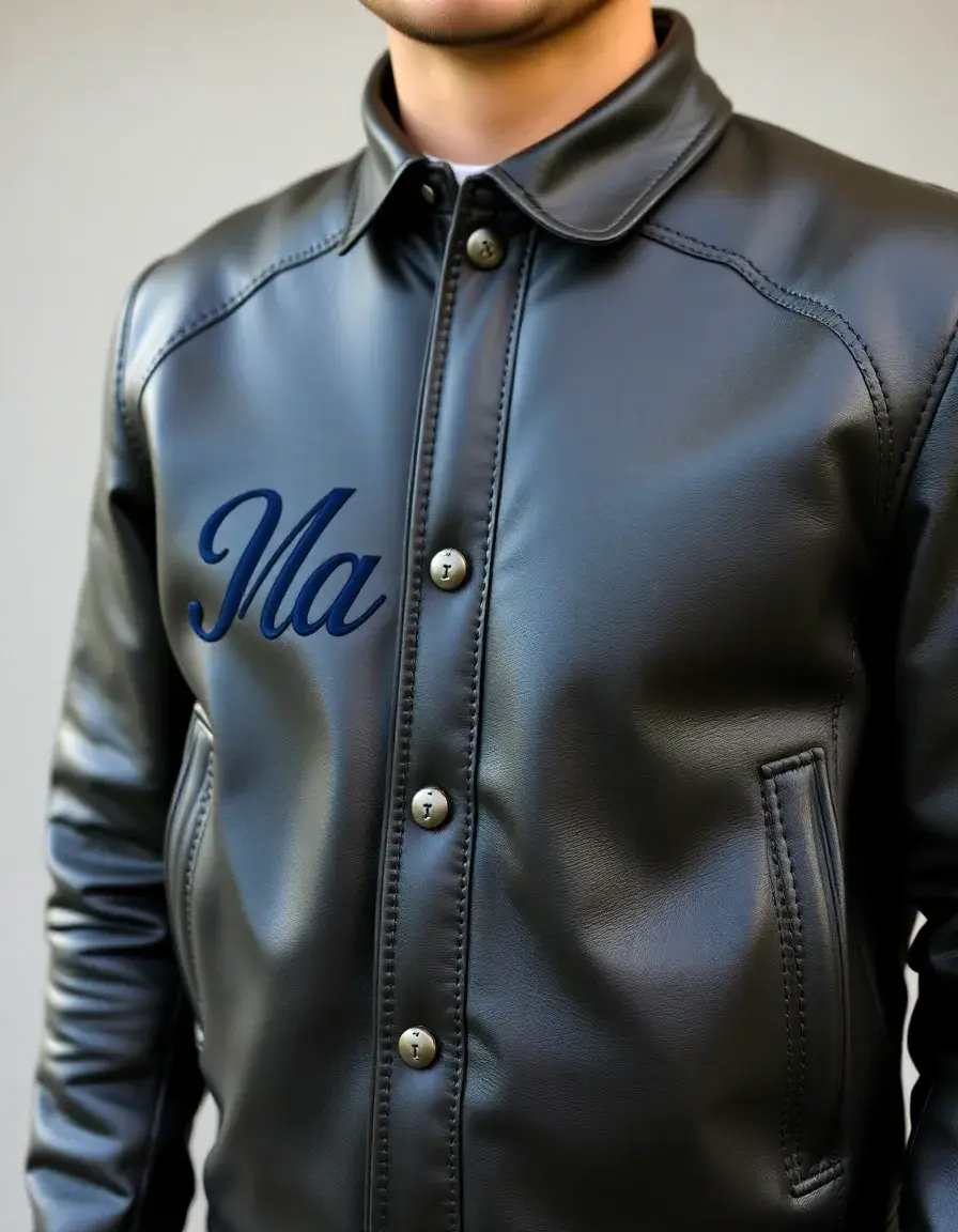 Giacca moto pelle personalizzata con ricami