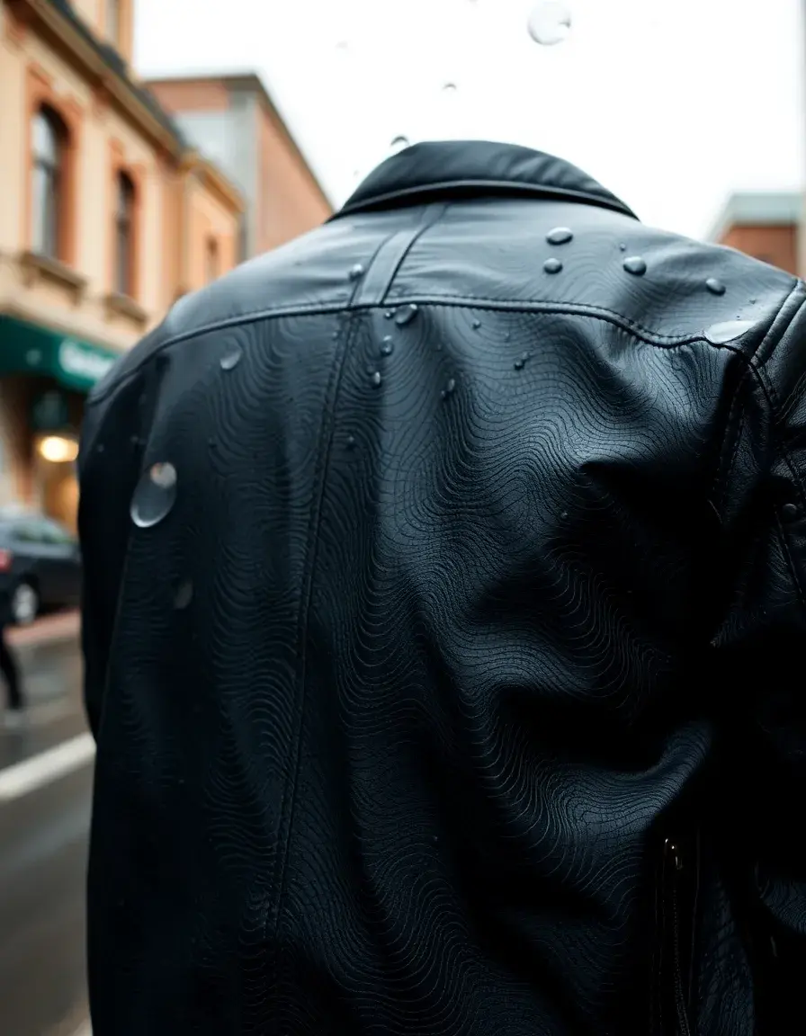 Giacca moto pelle nera resistente all'acqua